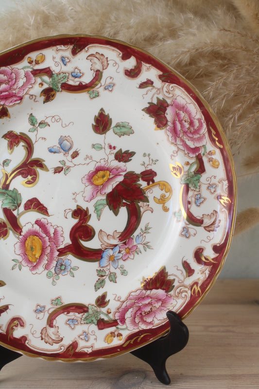 Masons Red Floral Rose Plate