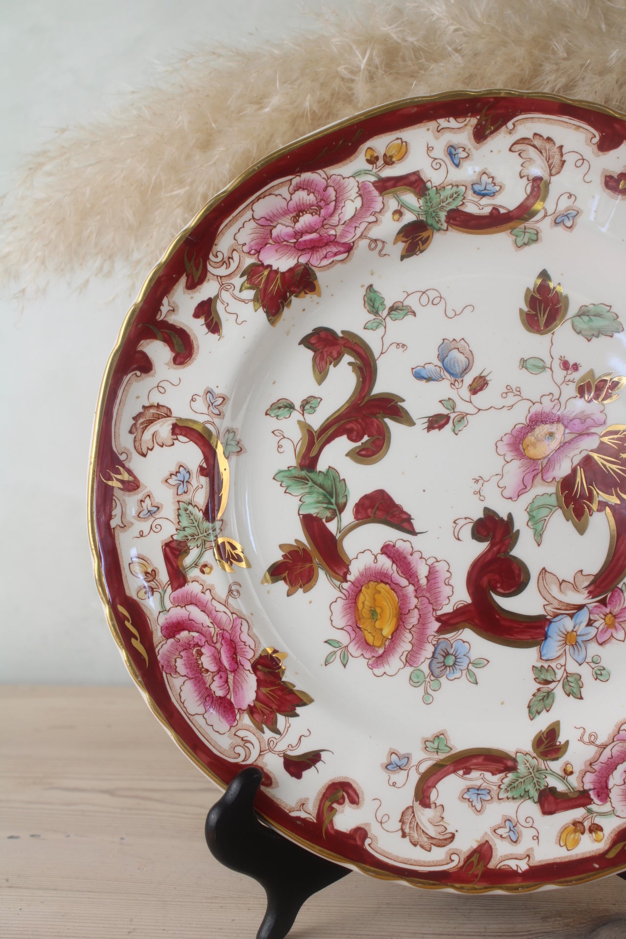 Masons Red Floral Rose Plate