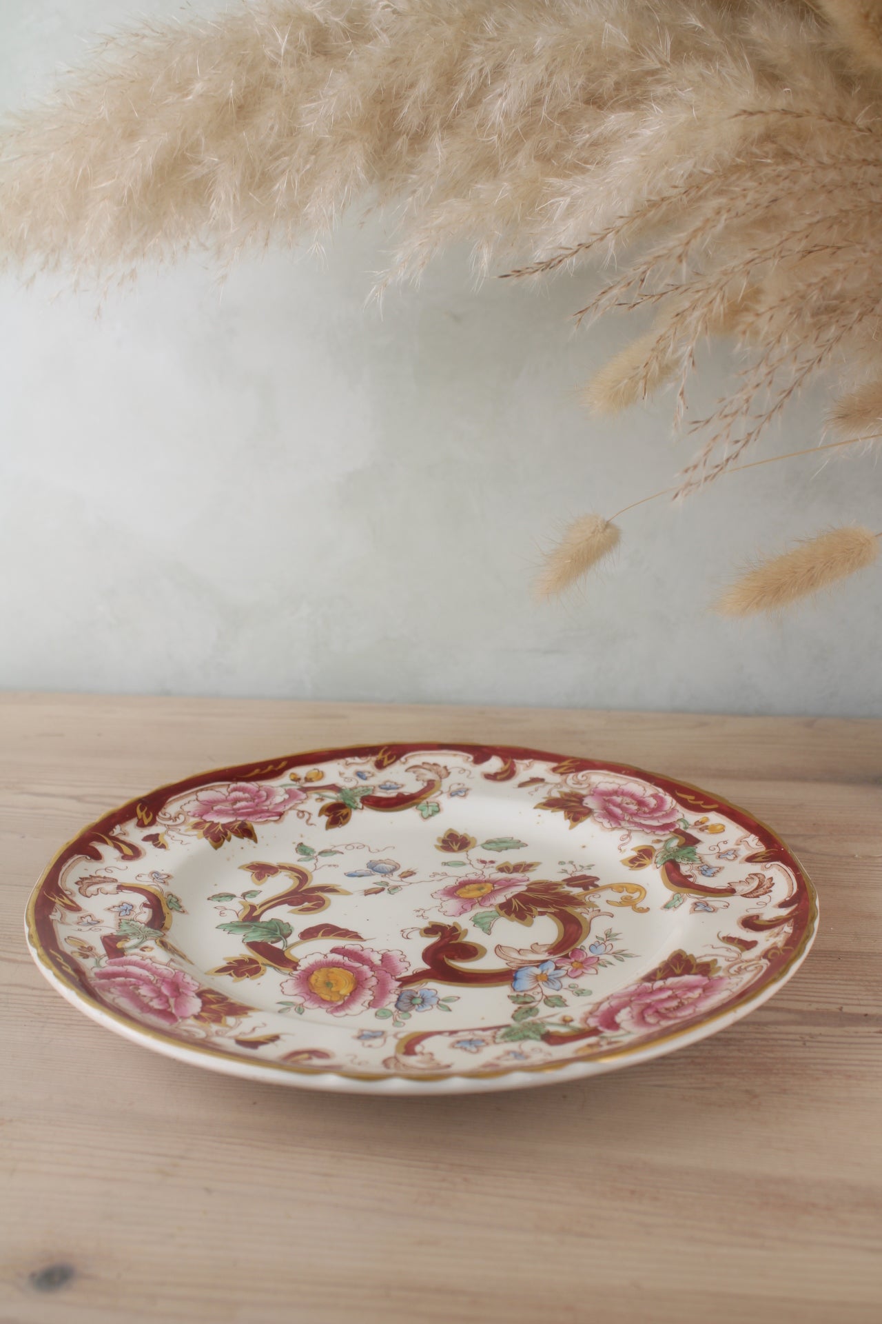 Masons Red Floral Rose Plate