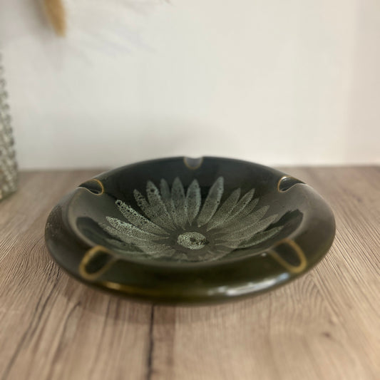 Lotus Pottery Large Green Flower Ashtray