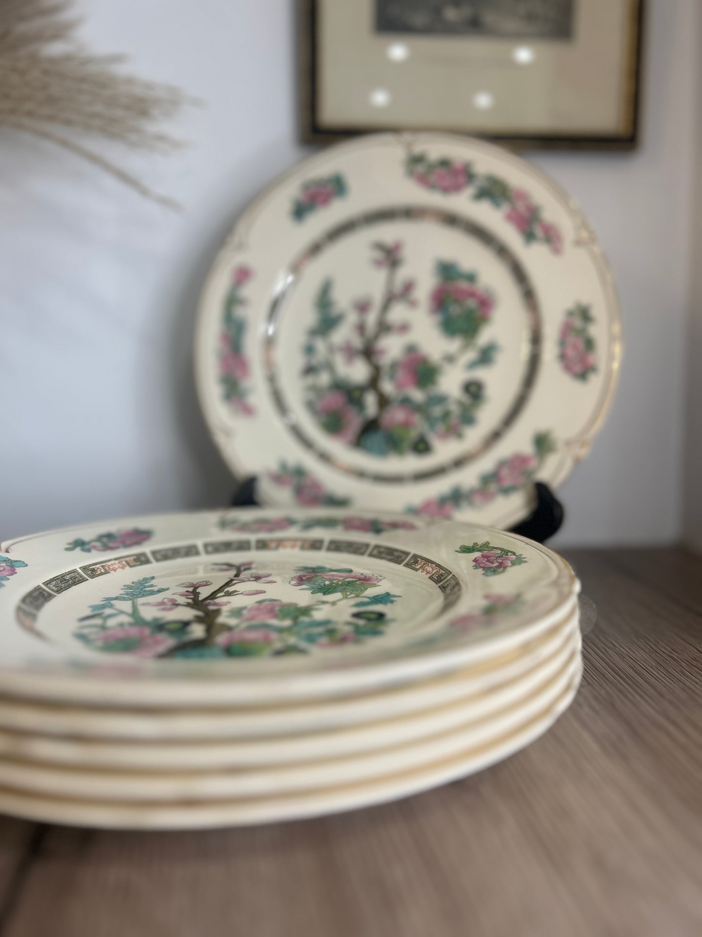 Set of 6 Morley Ware Indian Tree Dinner Plates