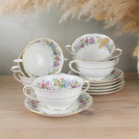 Set of 6 Coalport Maylime Soup Bowls