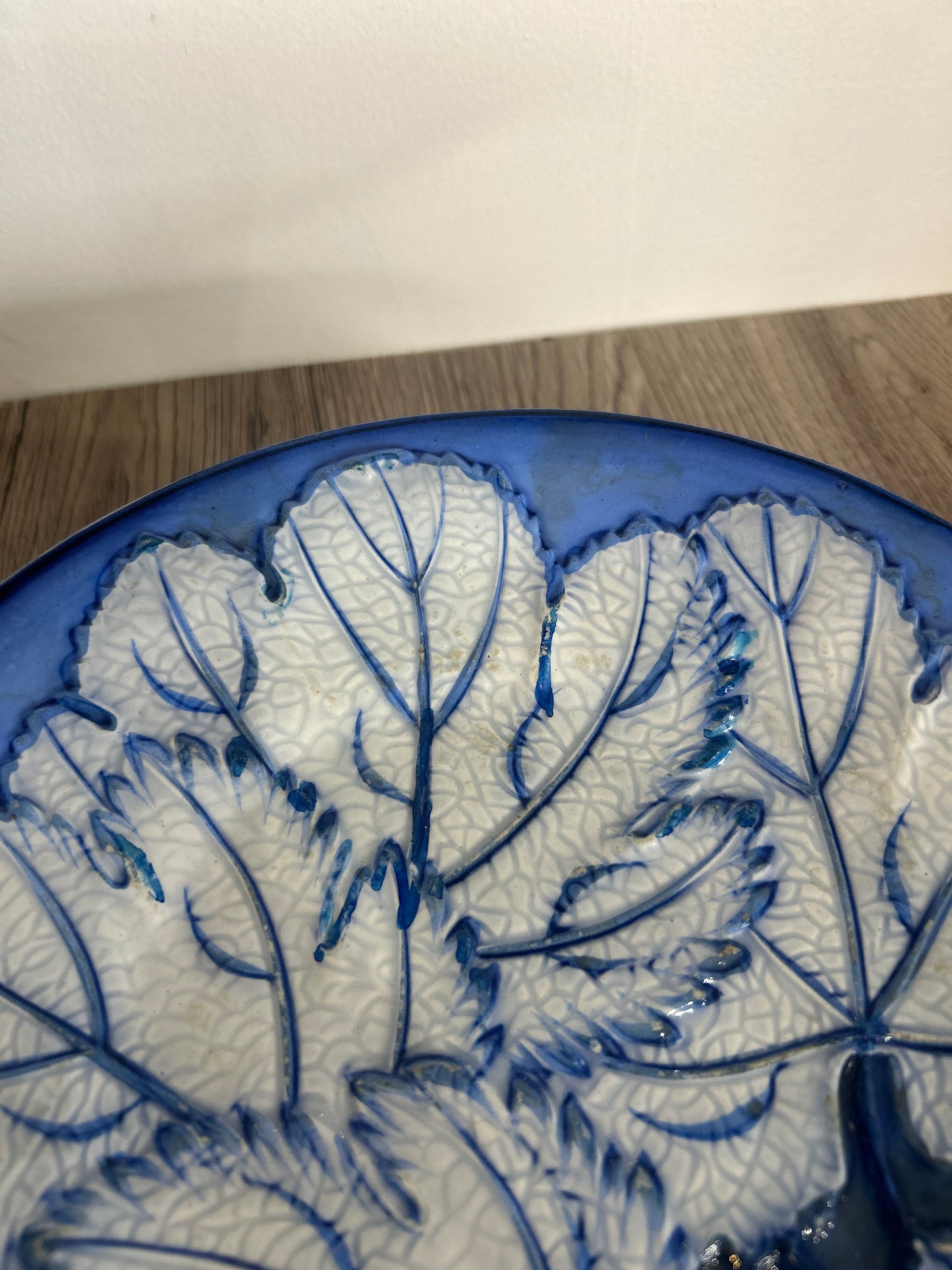 Pearlware Blue and White Leaf Antique Serving Plate