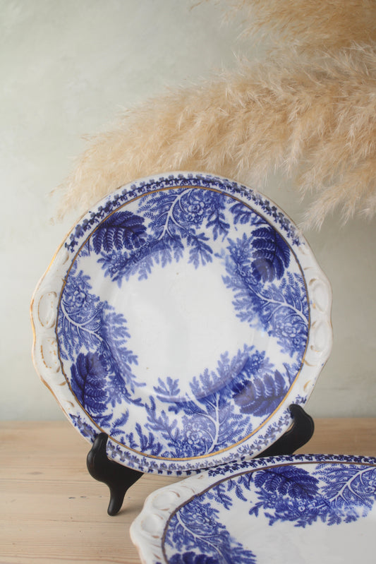 Pair of Blue and White Leaf Plates