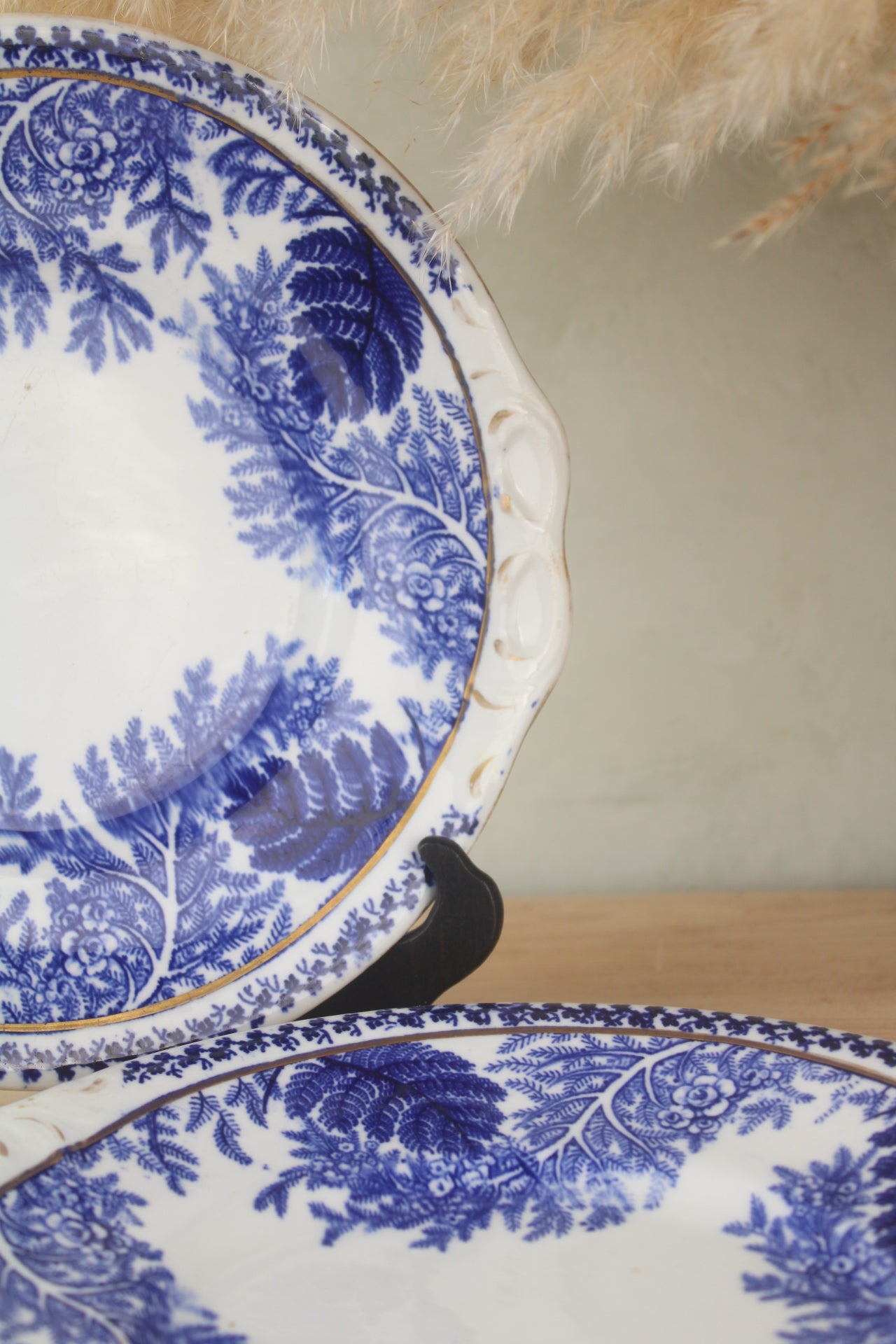 Pair of Blue and White Leaf Plates