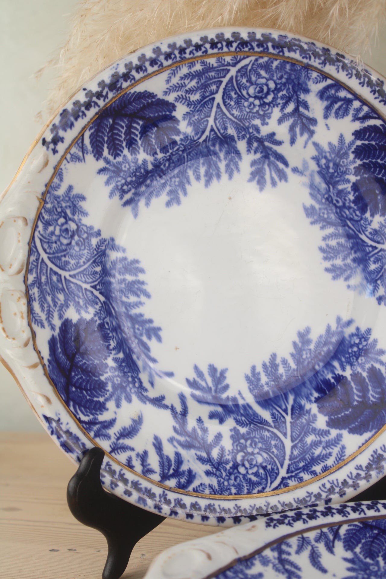 Pair of Blue and White Leaf Plates