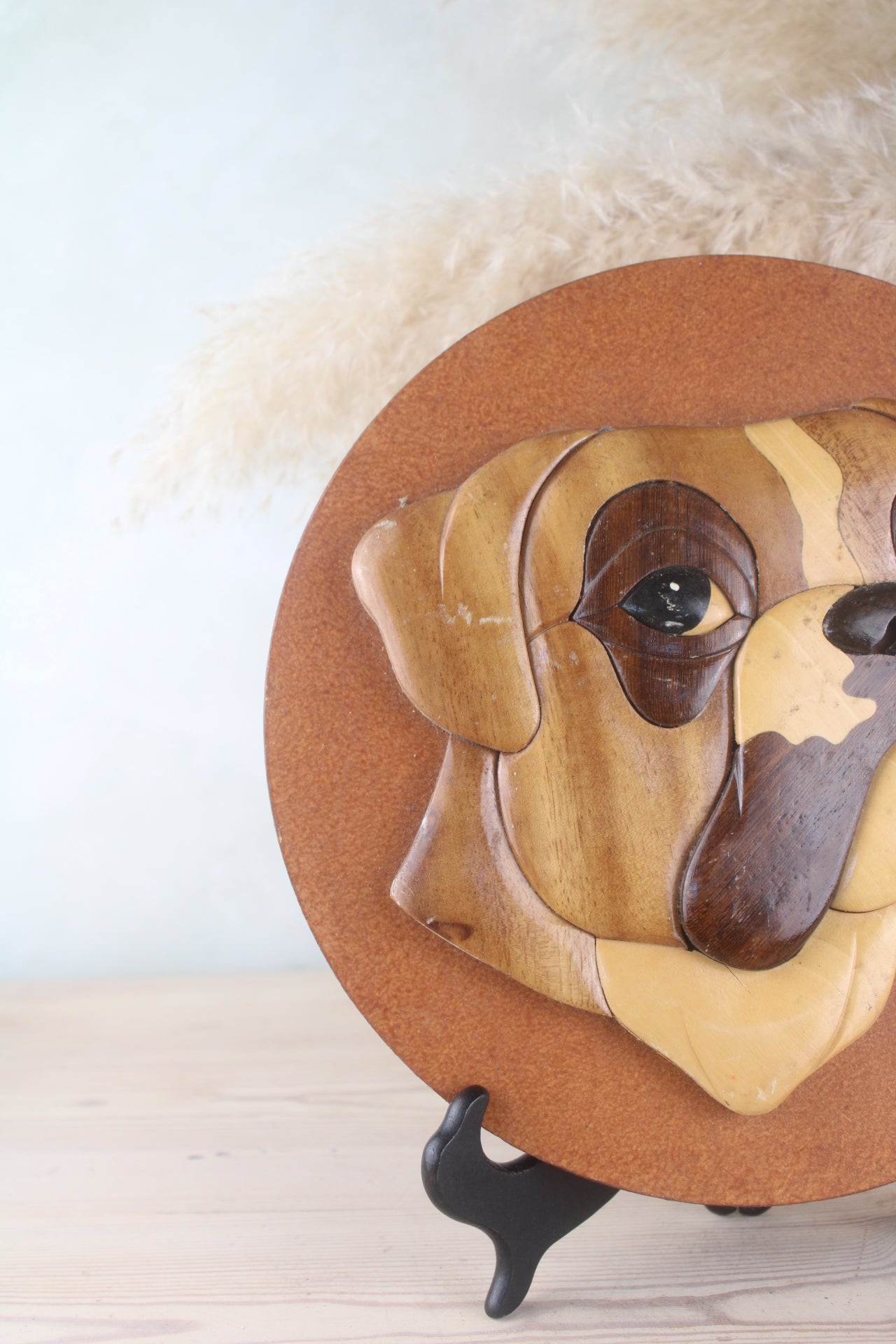 Handmade Vintage Wooden Bulldog Plaque