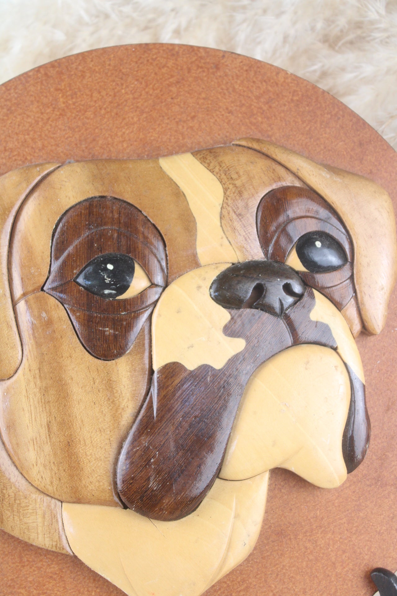 Handmade Vintage Wooden Bulldog Plaque