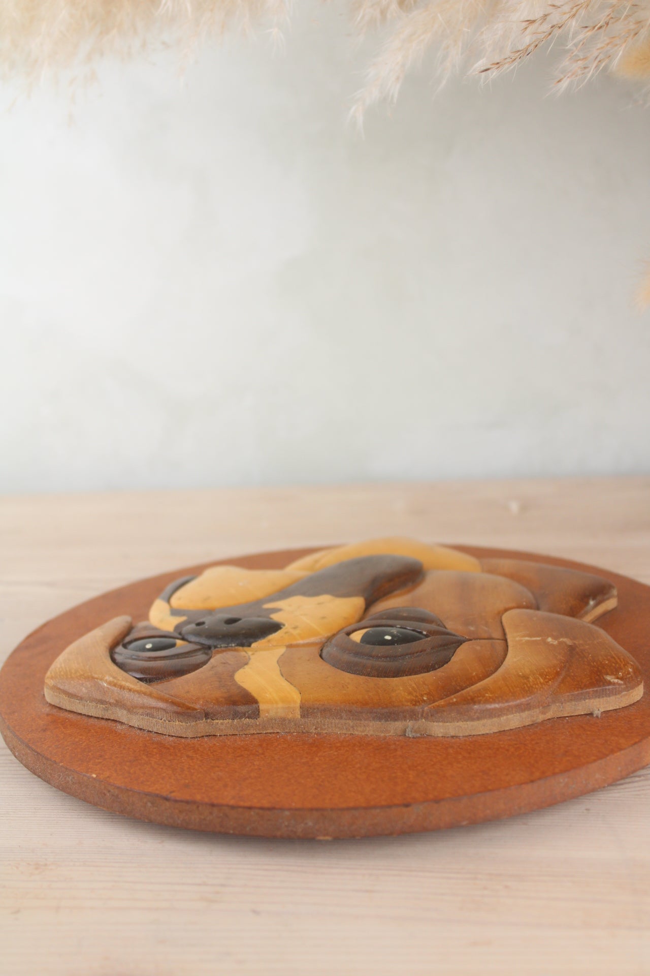 Handmade Vintage Wooden Bulldog Plaque