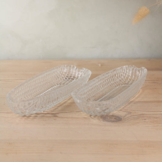 Pair of Glass Corn Dishes