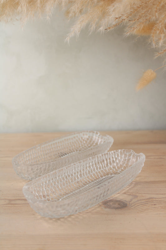 Pair of Glass Corn Dishes
