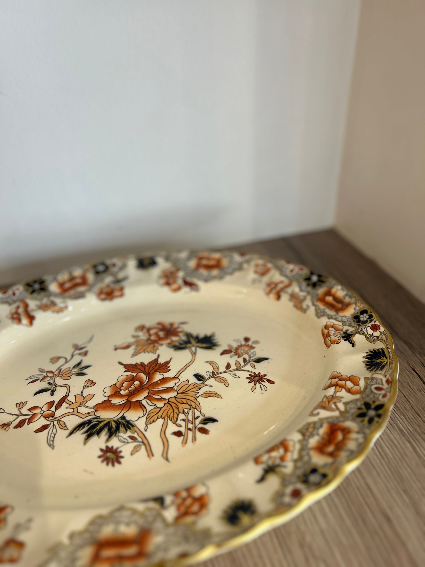 Red and Black Floral Vintage Platter