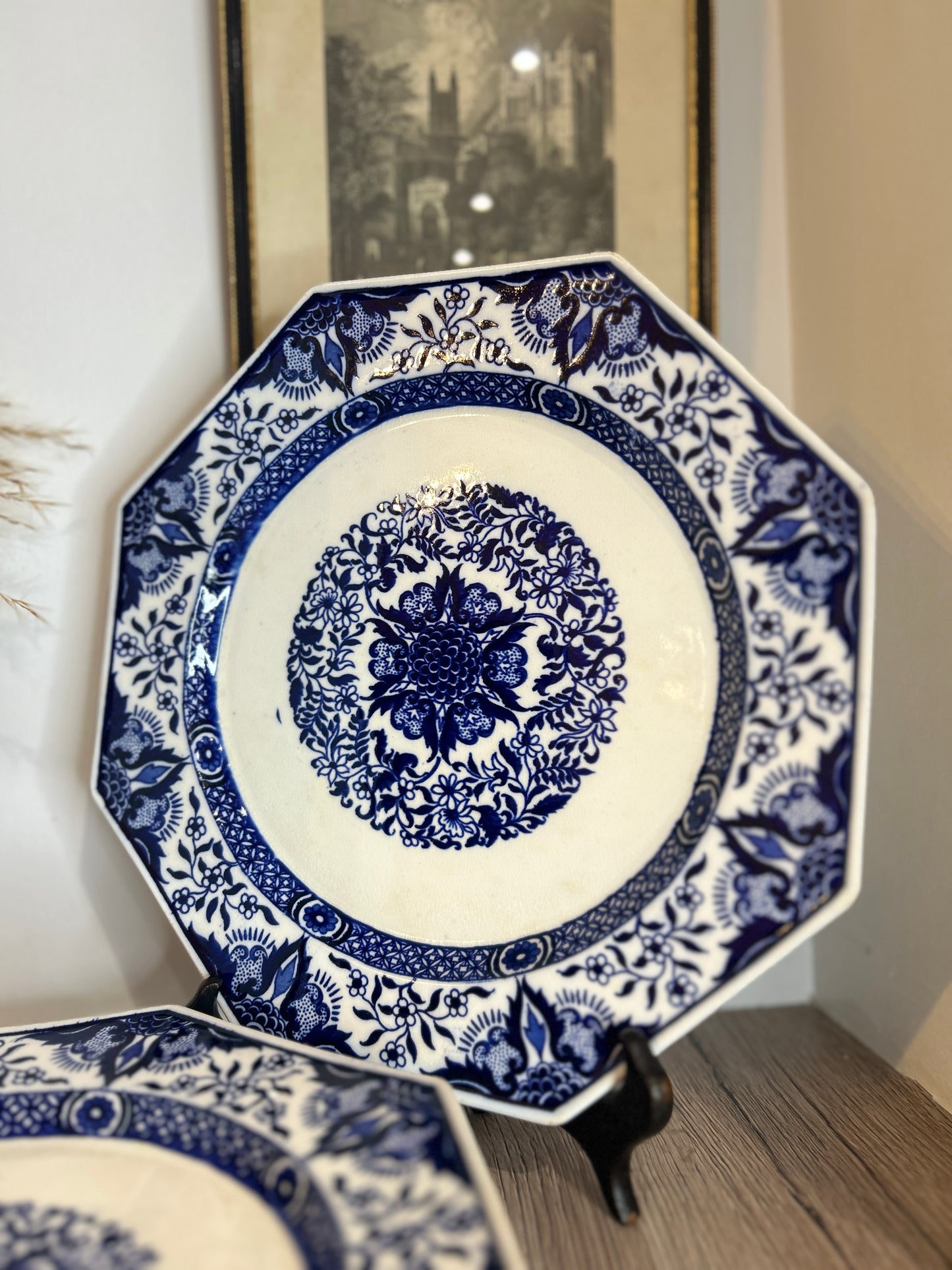 Set of 6 Minton Denmark Cobolt Blue Vintage Dinner Plates