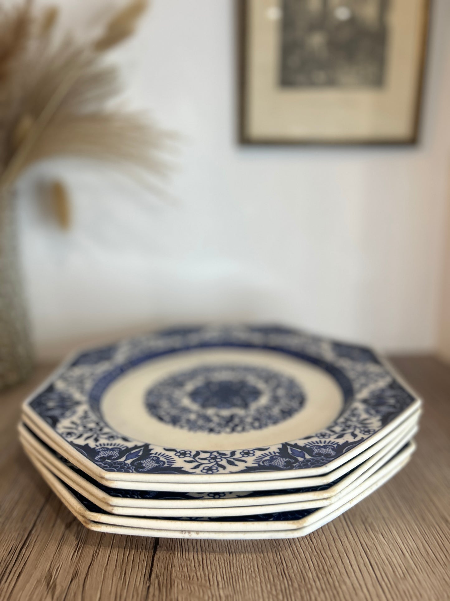 Set of 6 Minton Denmark Cobolt Blue Vintage Dinner Plates