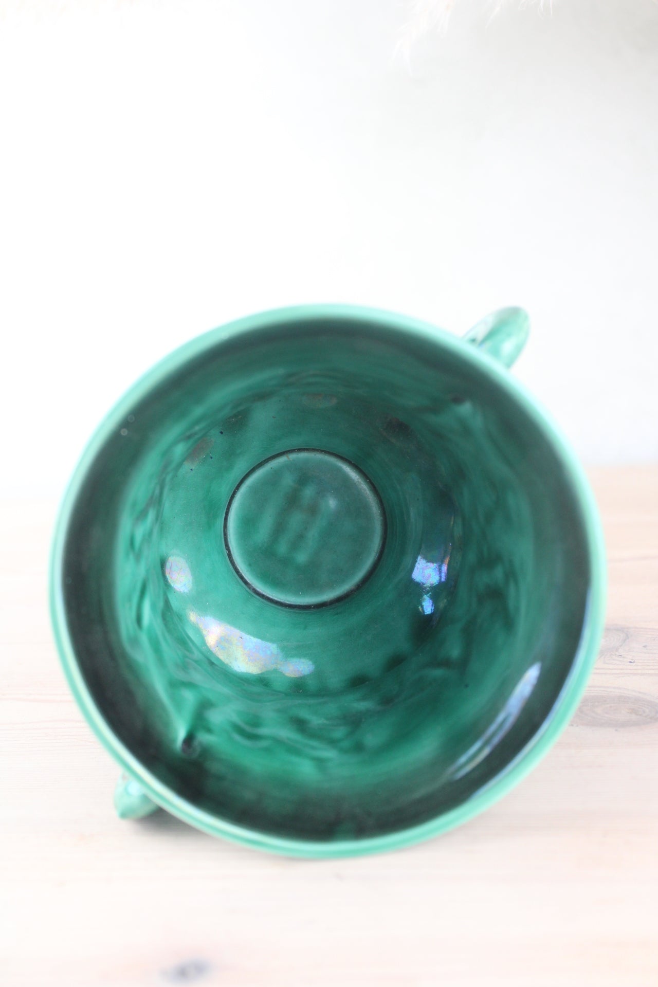 Sylvac Pottery Green Urn Vase with Handles