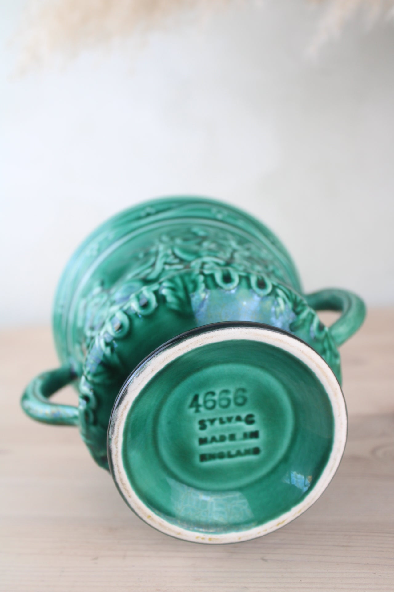 Sylvac Pottery Green Urn Vase with Handles