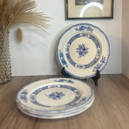 Set of 4 Copeland Spode Nigel Blue and White Floral Vintage Side Plates