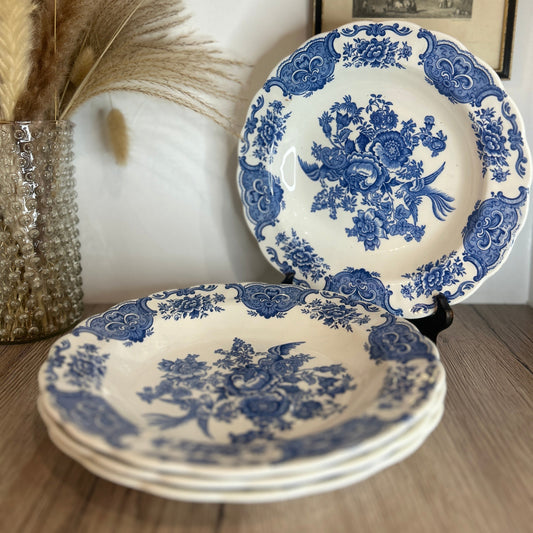 Set of 4 Royal Doulton Blue Windsor Vintage Pasta Bowls