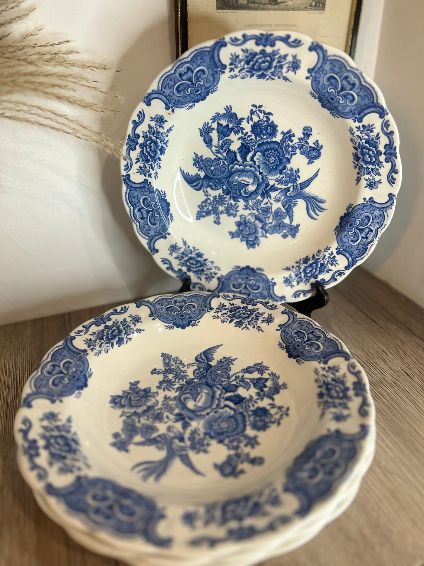 Set of 4 Royal Doulton Blue Windsor Vintage Pasta Bowls