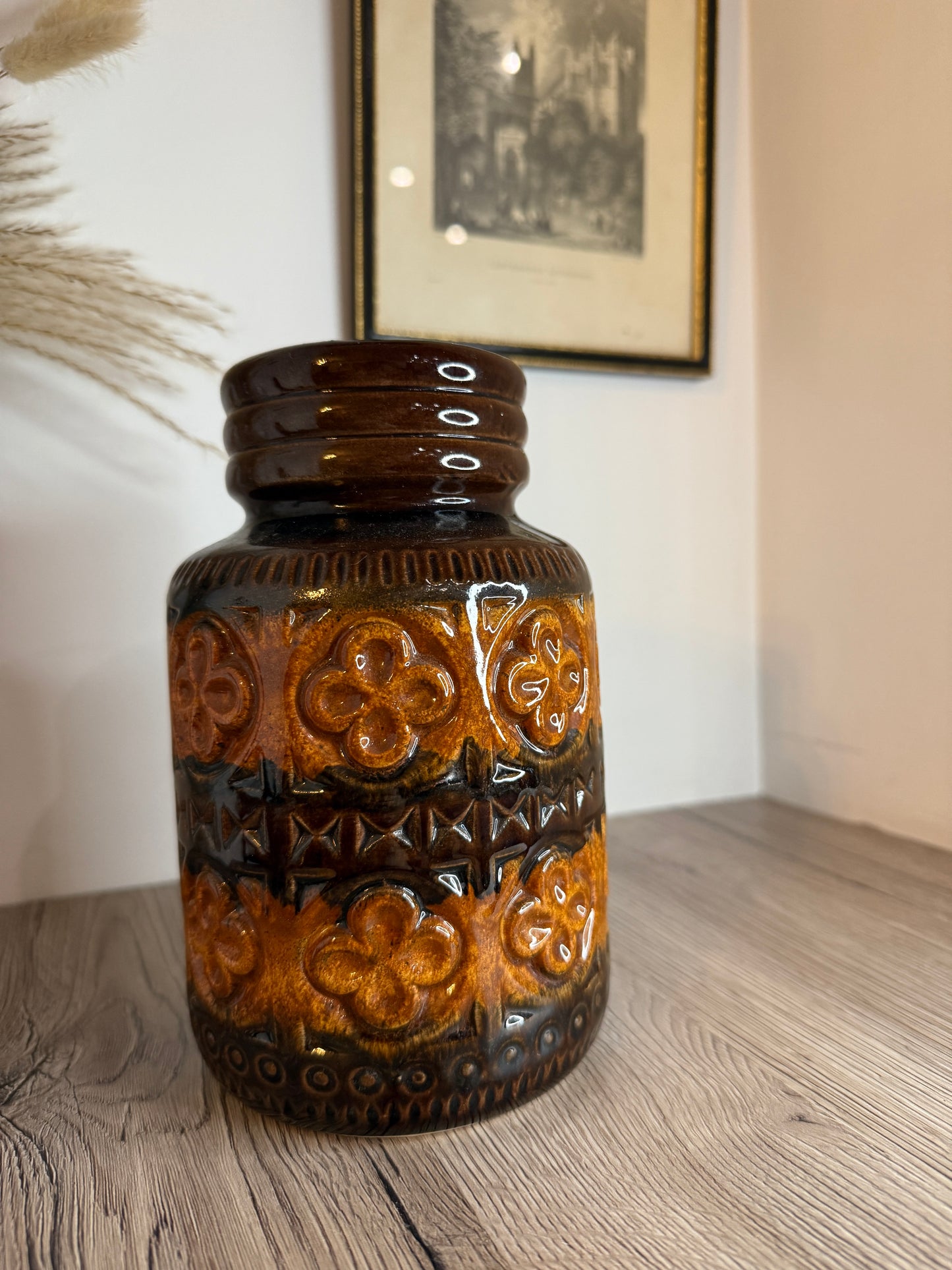 Brown and Orange Vintage West German Vase