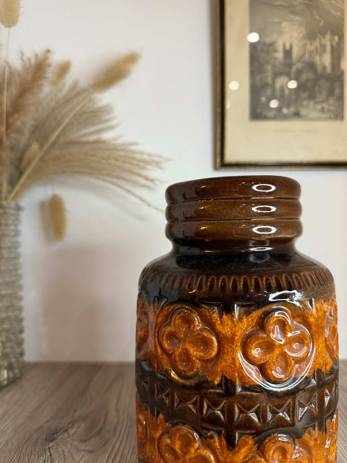 Brown and Orange Vintage West German Vase