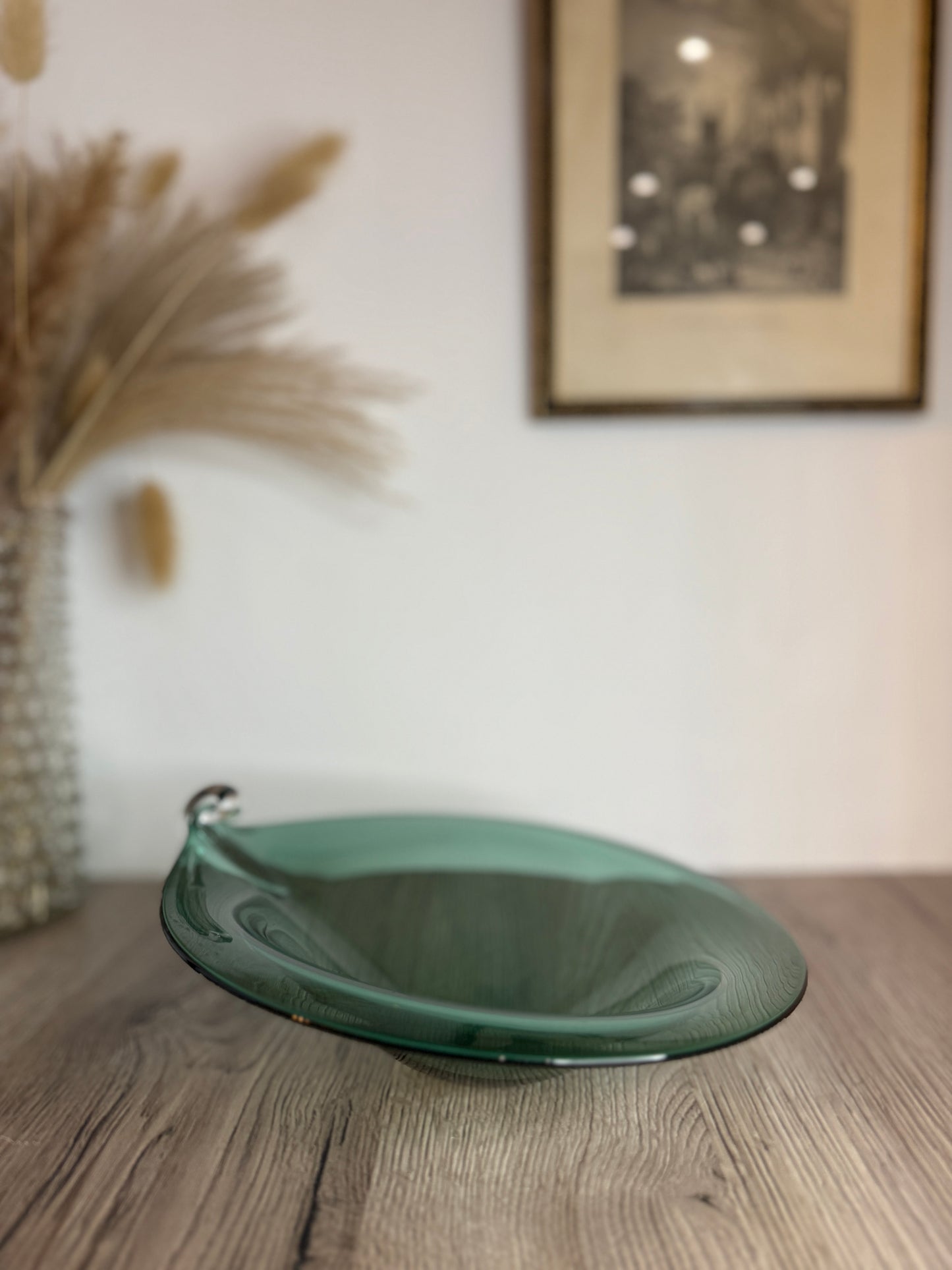 Large Green Vintage Glass Bowl