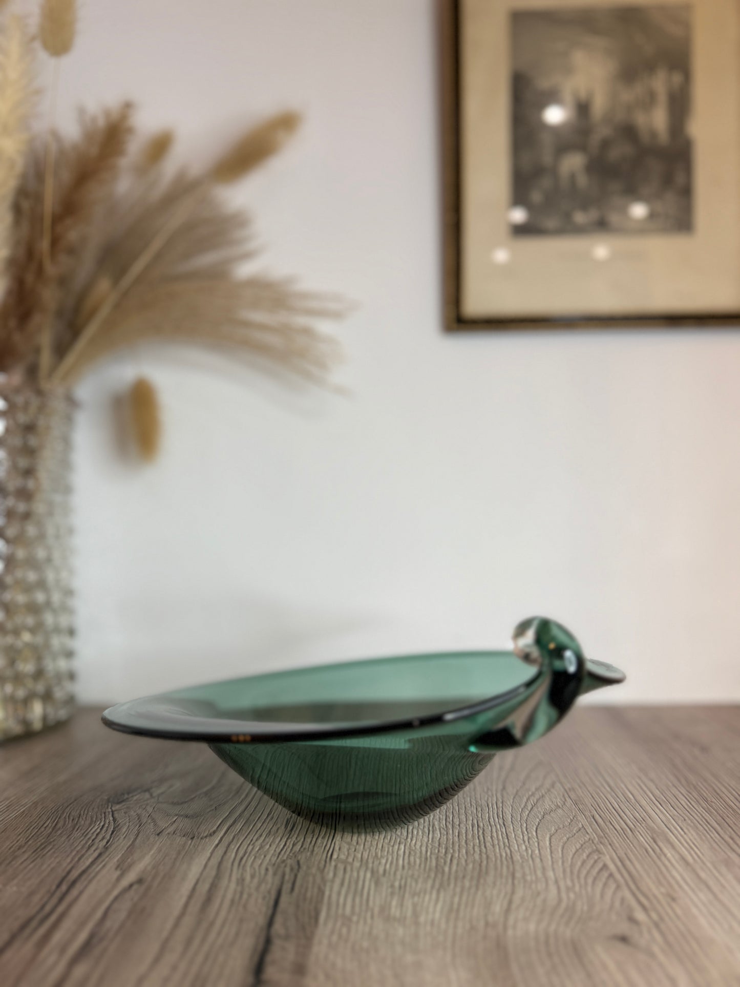 Large Green Vintage Glass Bowl