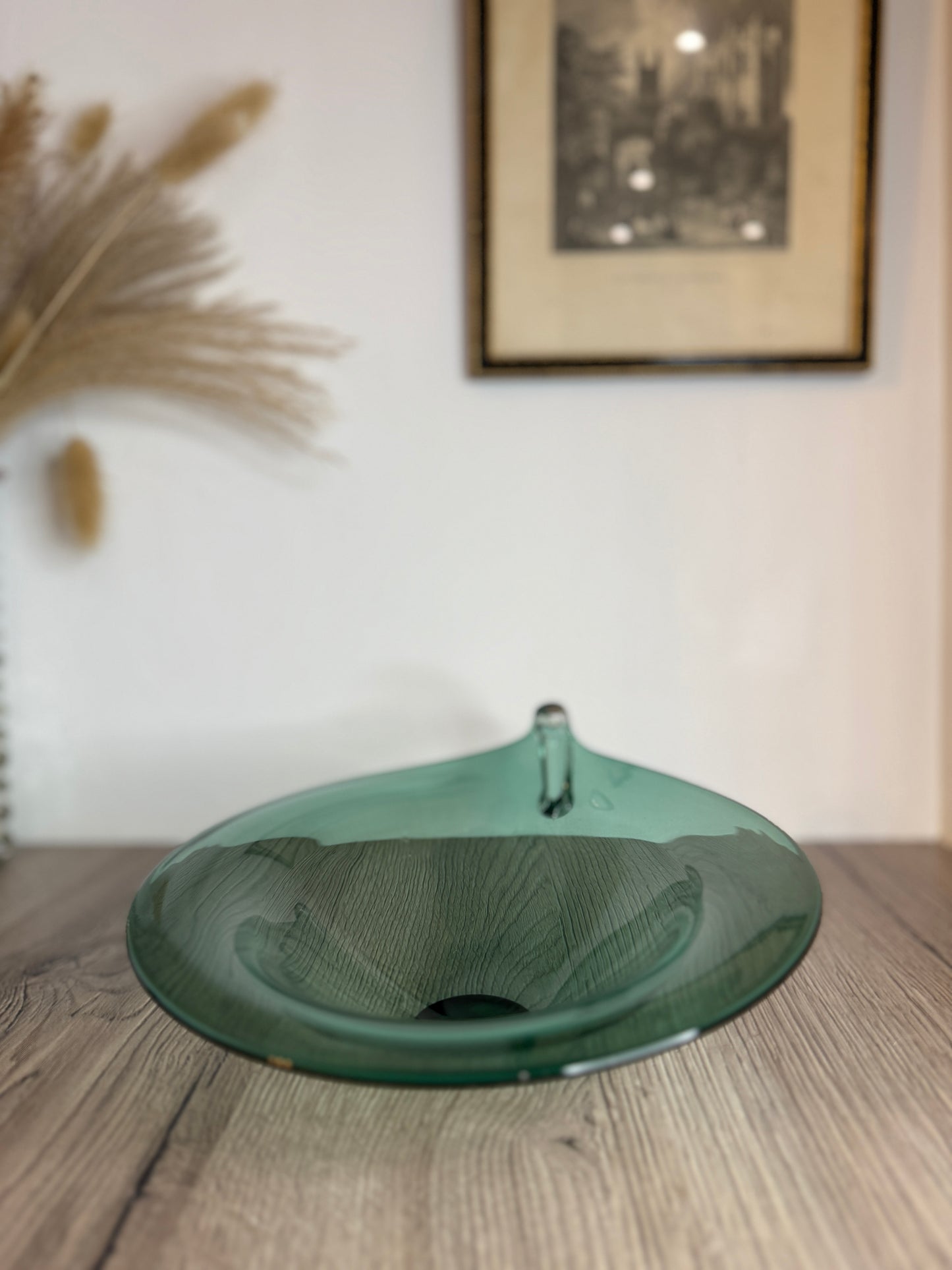 Large Green Vintage Glass Bowl