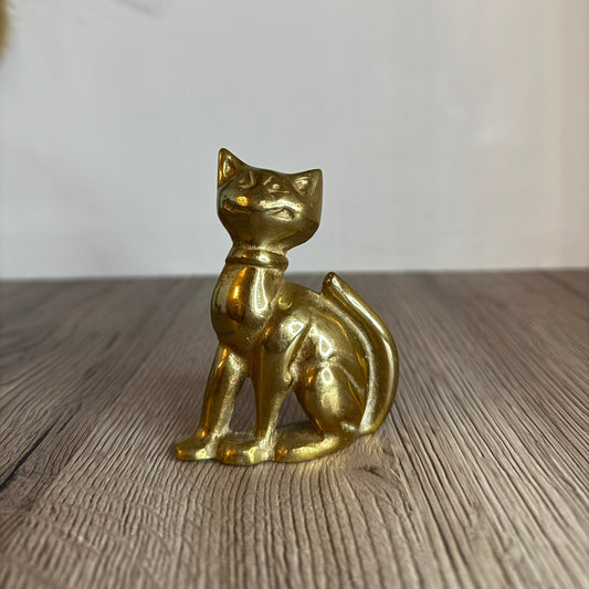 Brass Retro Smiling Cat Figurine