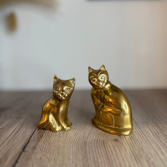 Pair of Brass Sitting Cats