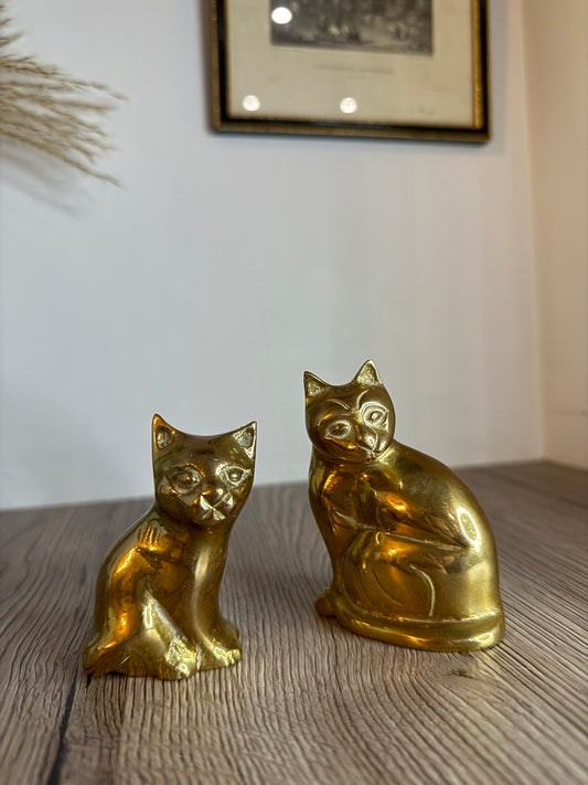 Pair of Brass Sitting Cats