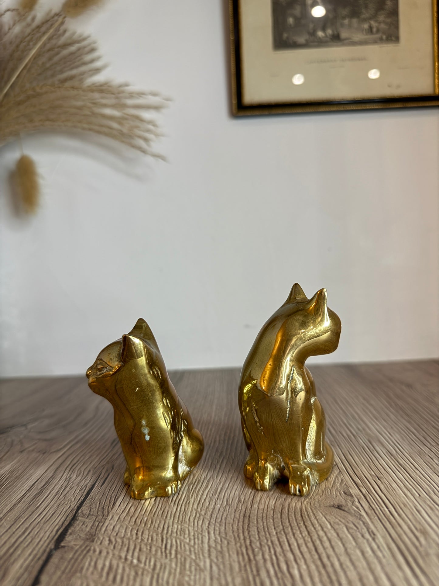 Pair of Brass Sitting Cats