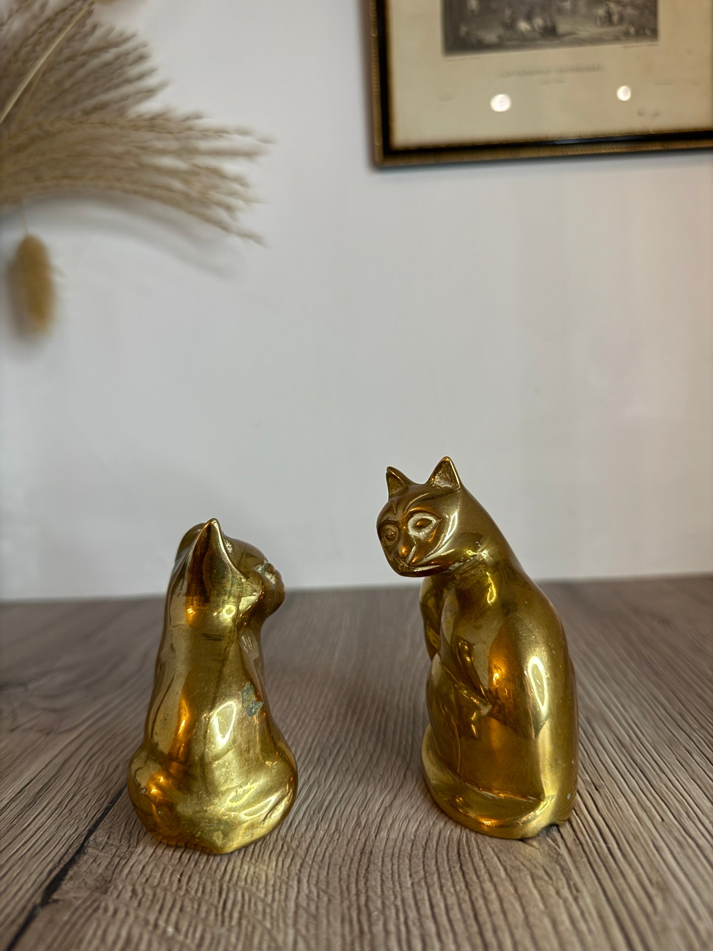 Pair of Brass Sitting Cats