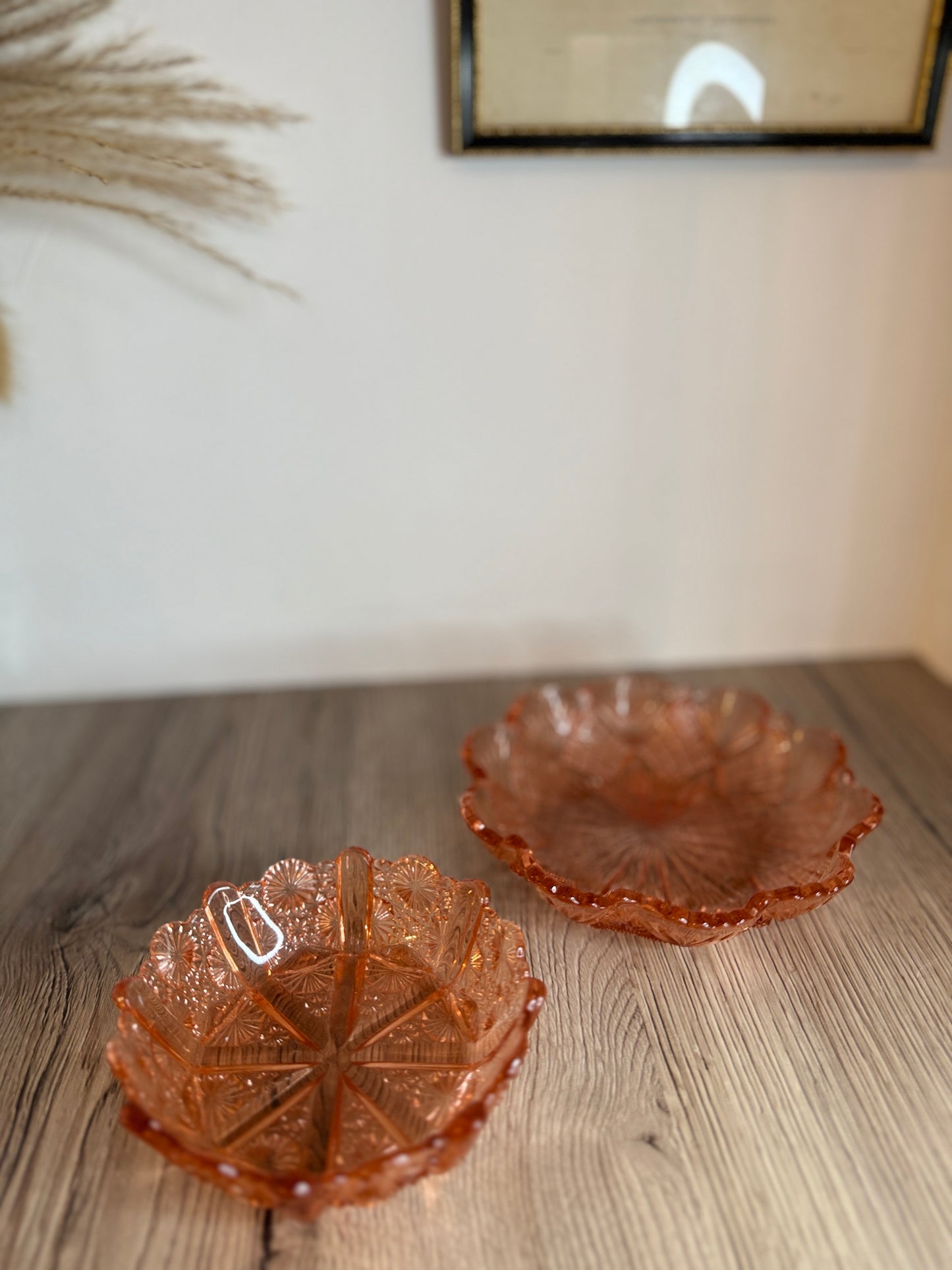 Pair of Pink Vintage Glass Bowls