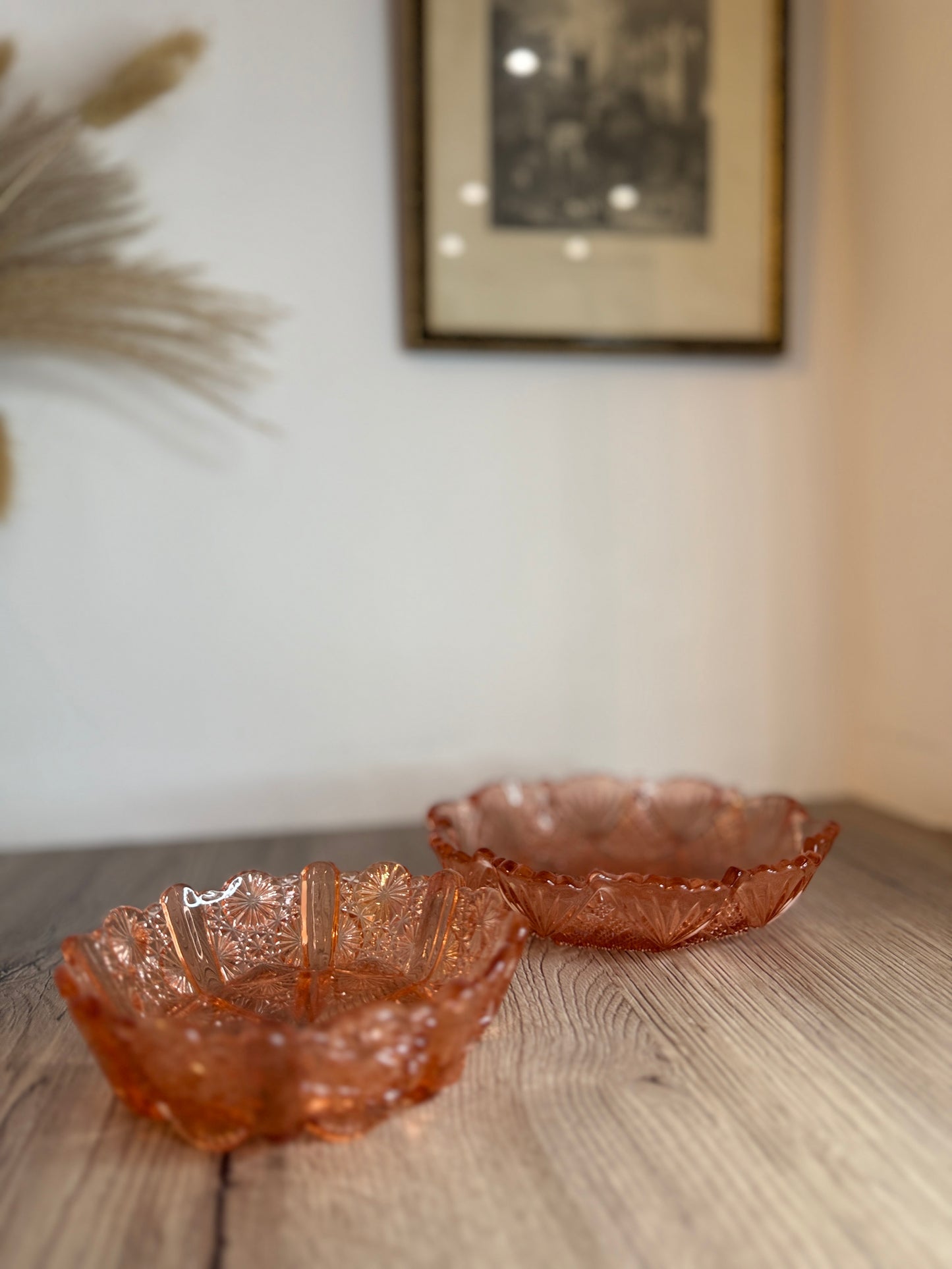 Pair of Pink Vintage Glass Bowls