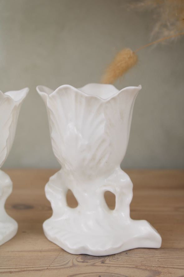 Pair of Bone China Leaf Planters