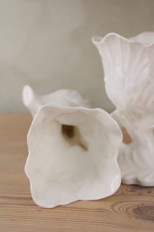 Pair of Bone China Leaf Planters