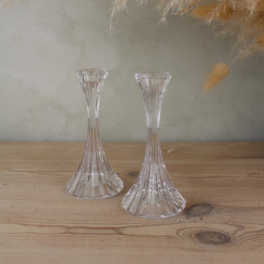 Pair of Small Glass Candlesticks