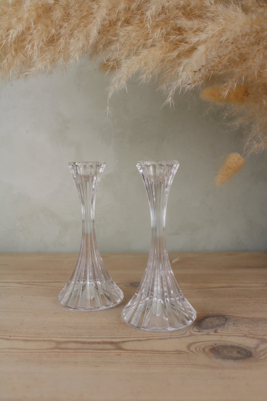 Pair of Small Glass Candlesticks