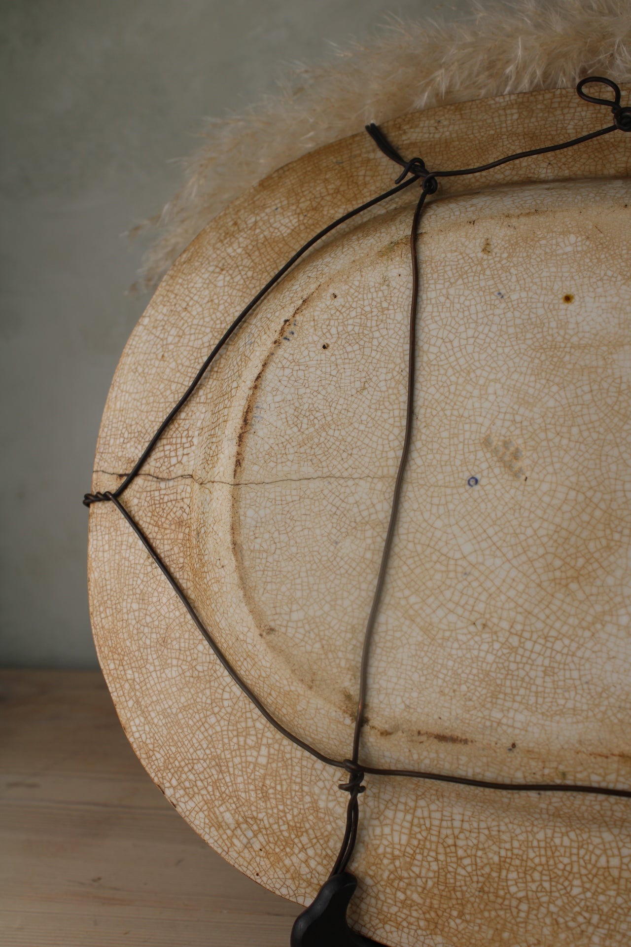 19th Century Blue and White Platter with Hanging Holder