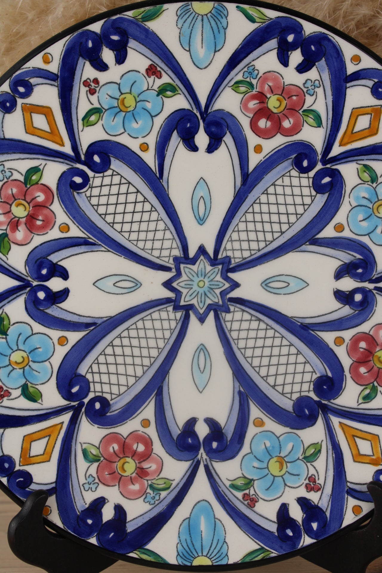 Blue and White Floral Hanging Plate