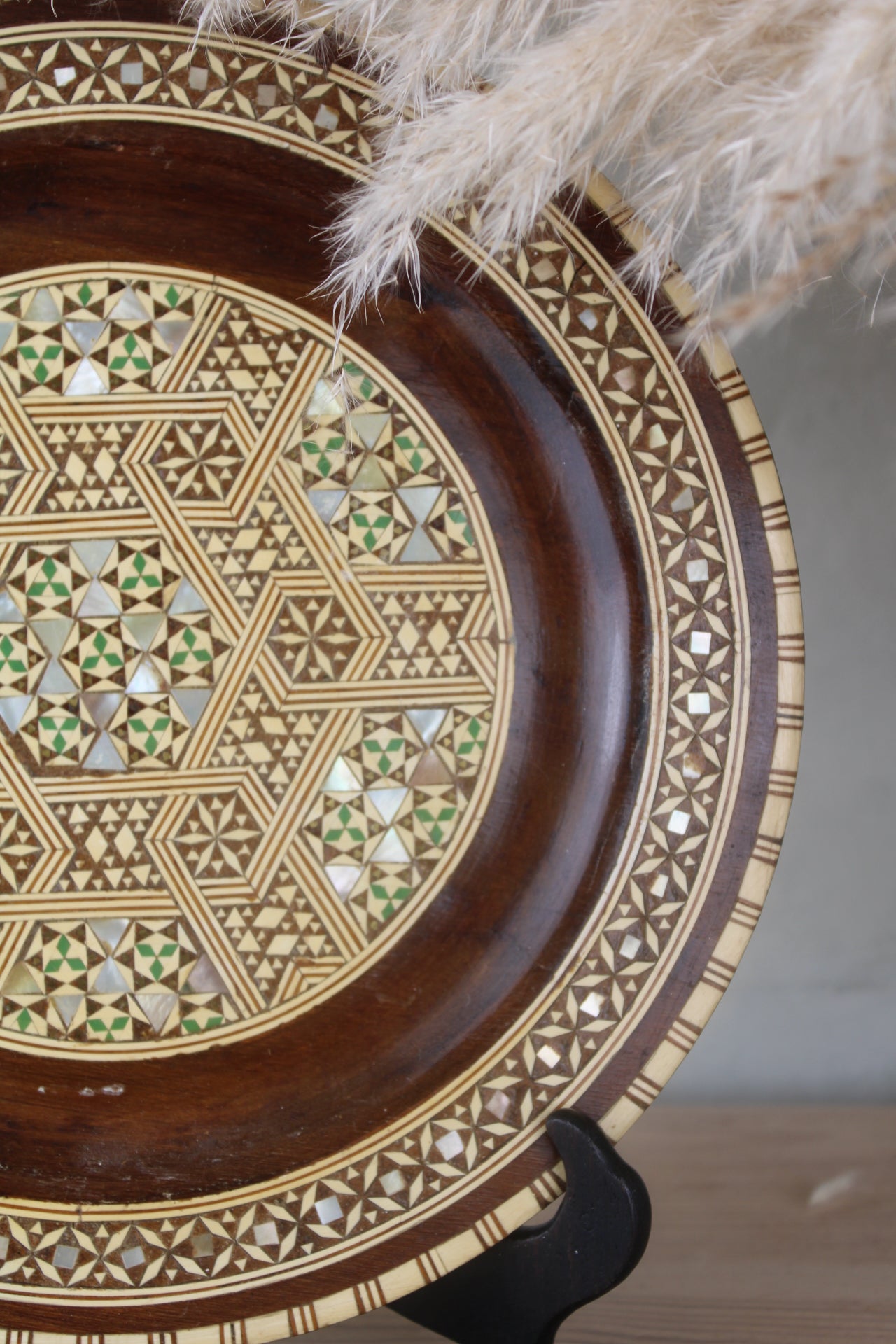 Pair of Wooden Mosaic Plates