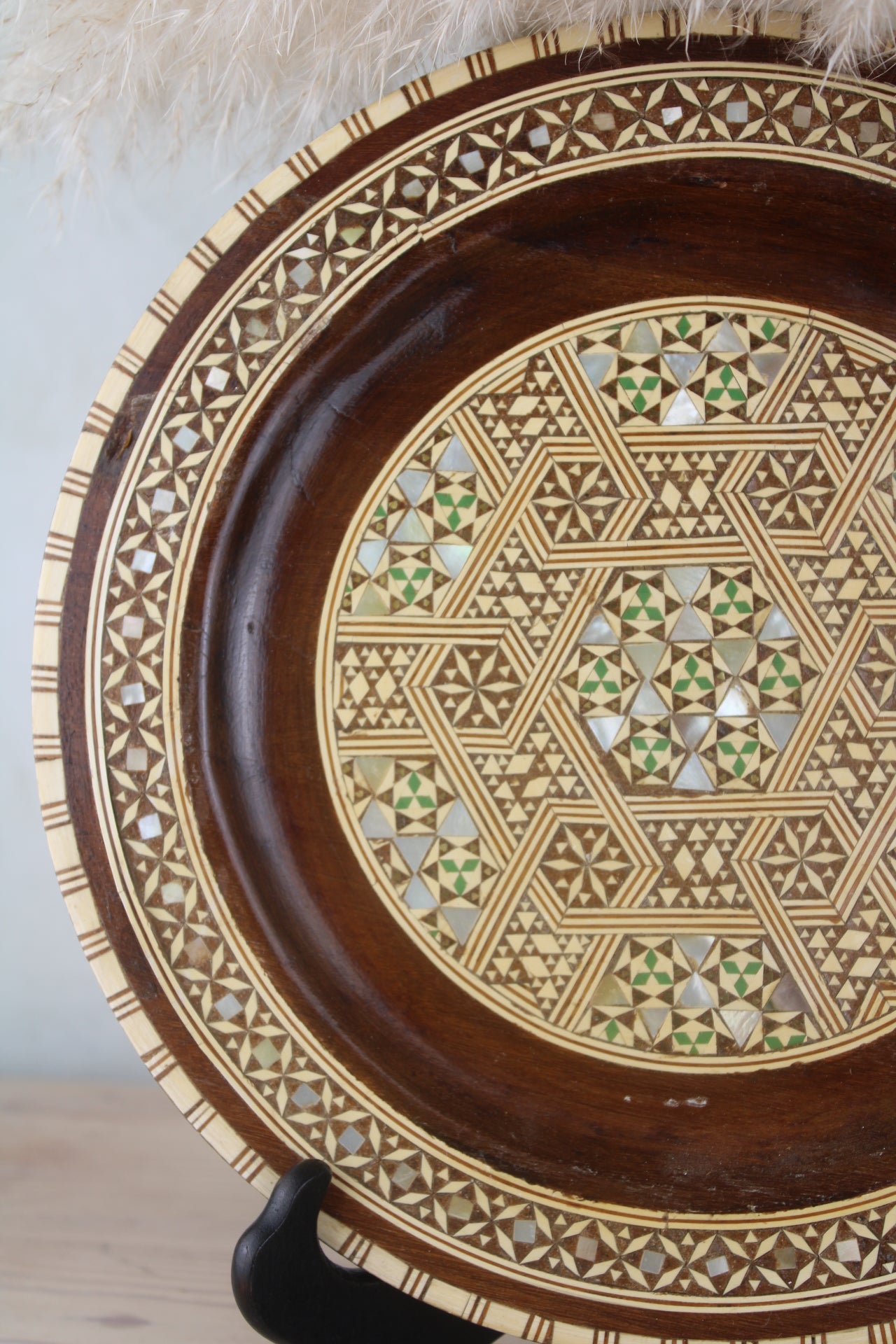 Pair of Wooden Mosaic Plates