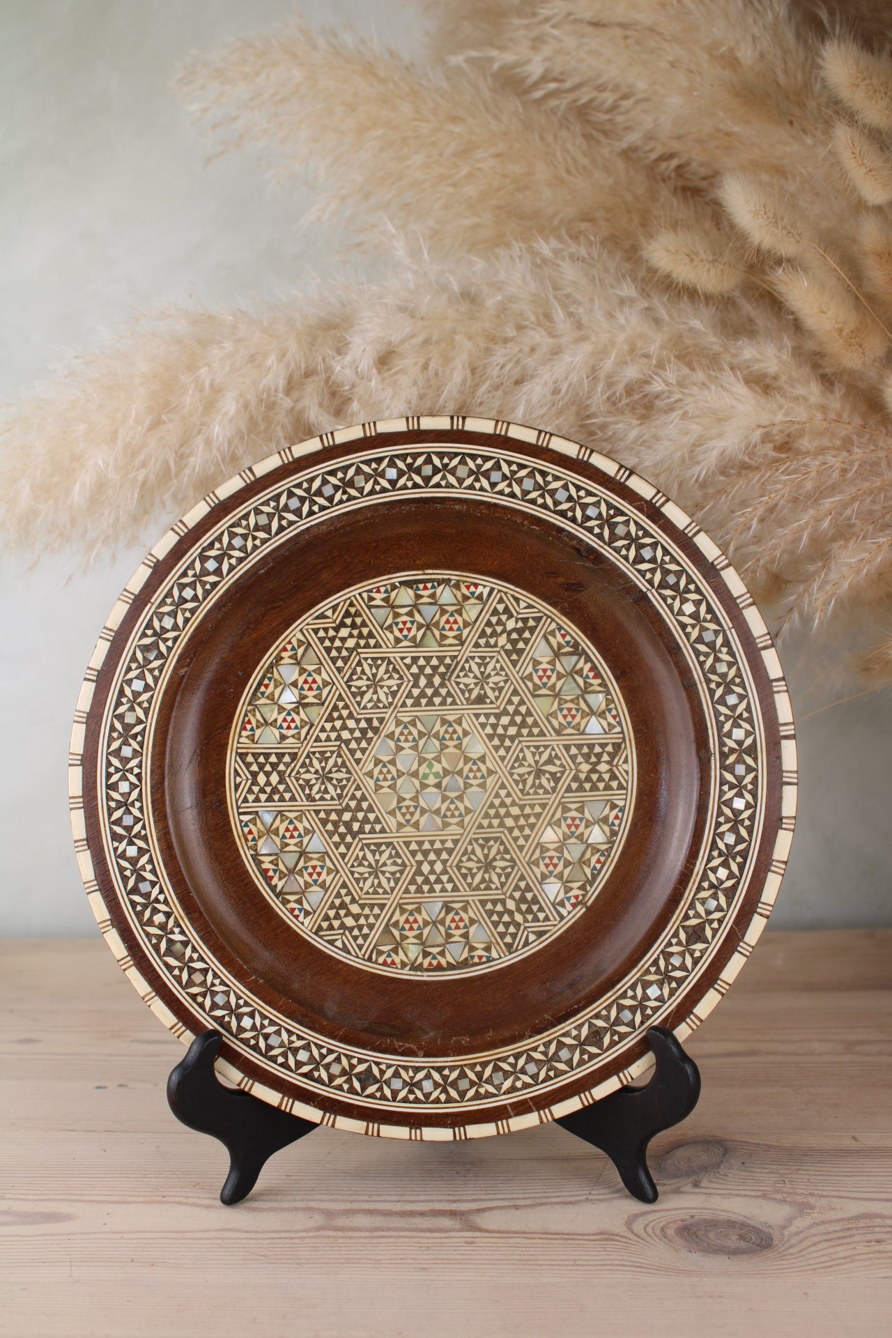 Pair of Wooden Mosaic Plates