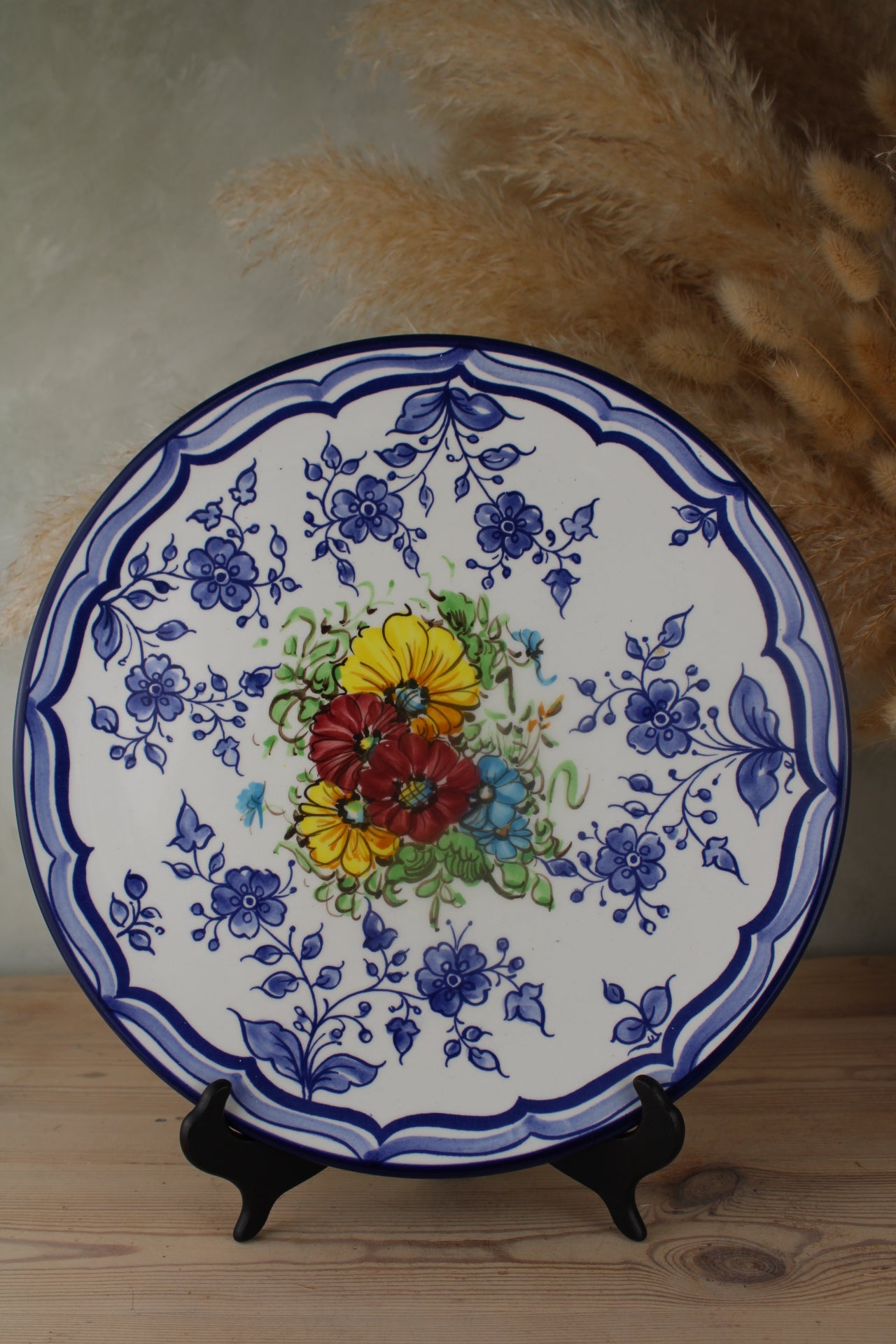 Blue and White Floral Hanging Plate