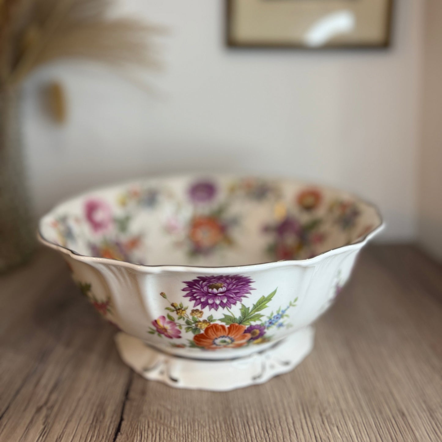 CTM Pink Rose Floral Vintage Bowl