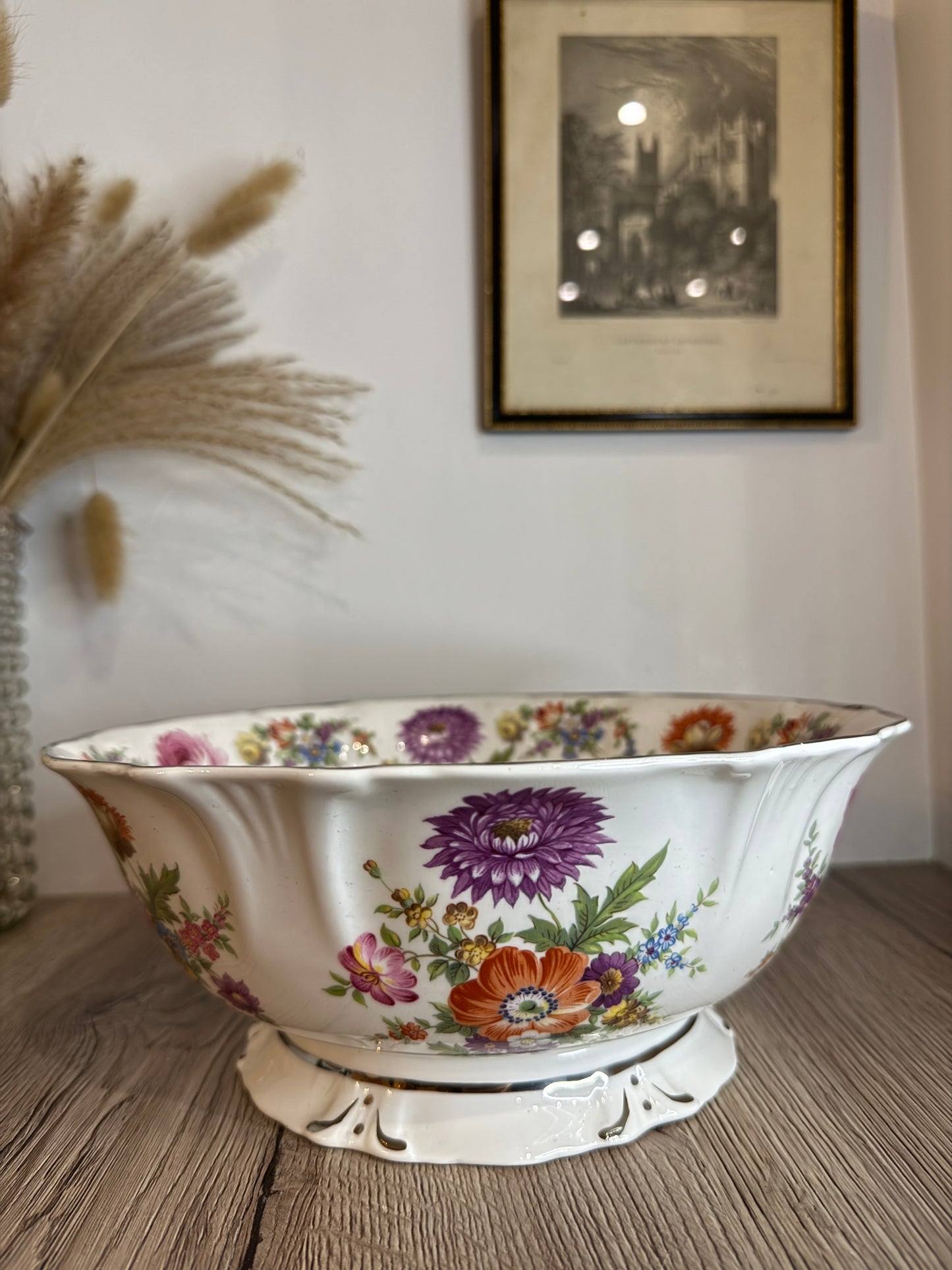 CTM Pink Rose Floral Vintage Bowl