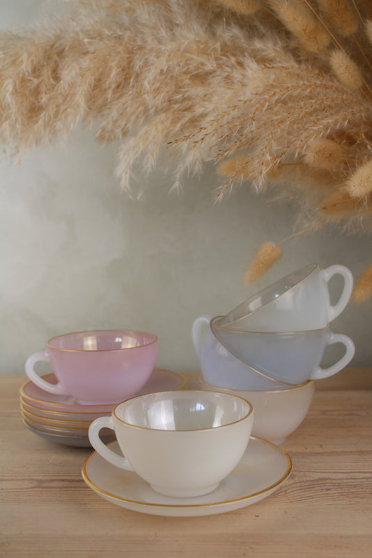 Set of 6 Arcopal Teacups and Saucers