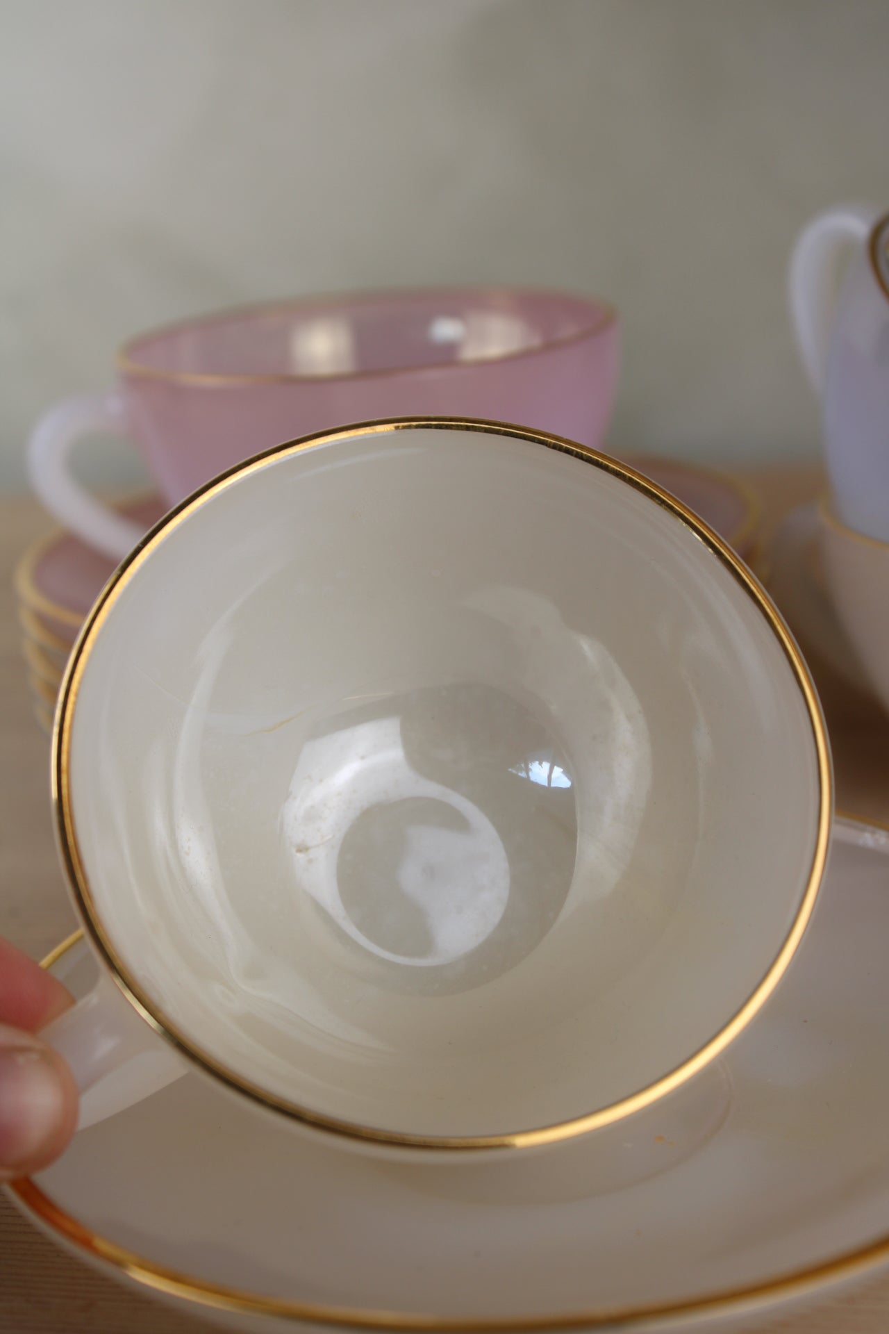 Set of 6 Arcopal Teacups and Saucers