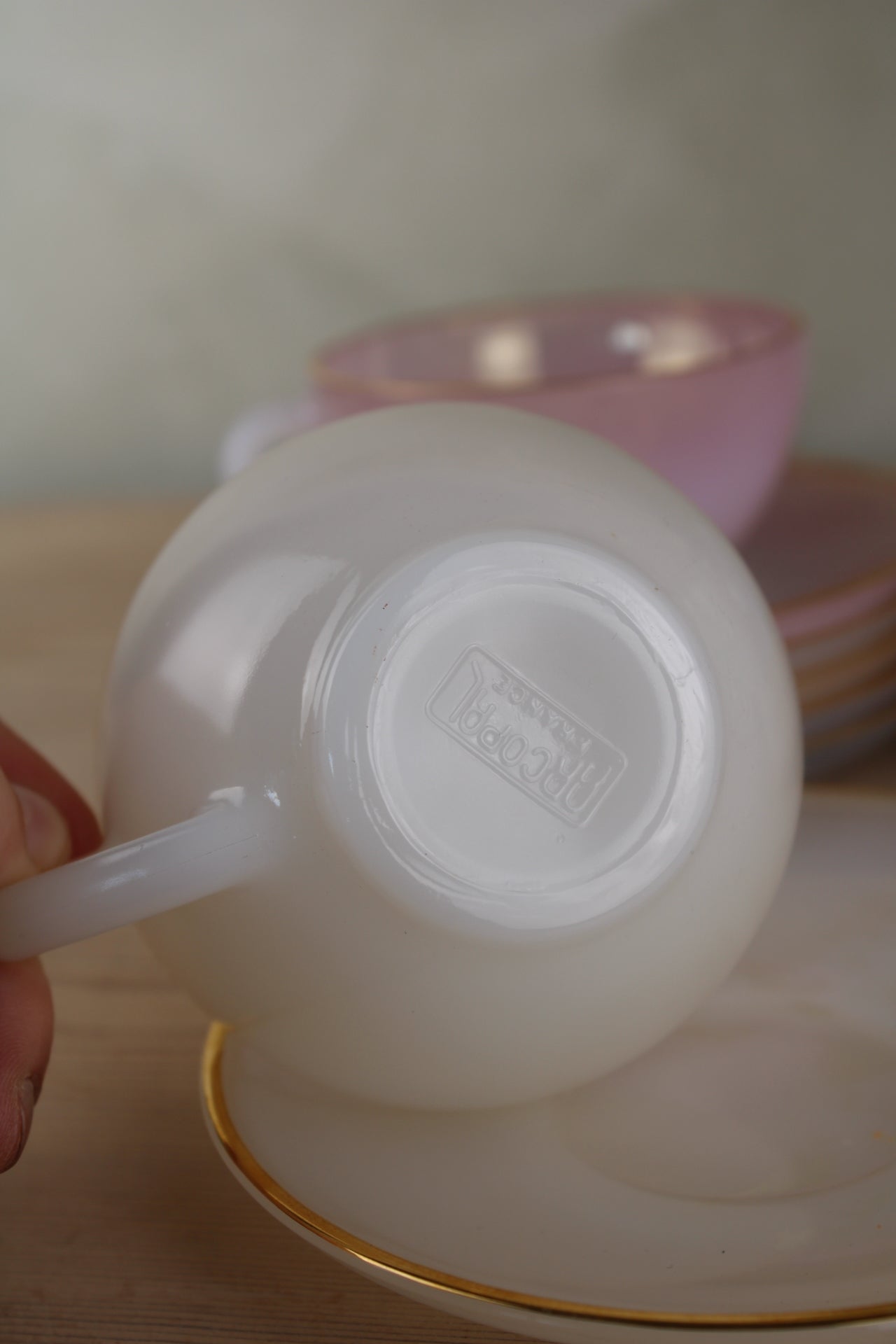Set of 6 Arcopal Teacups and Saucers